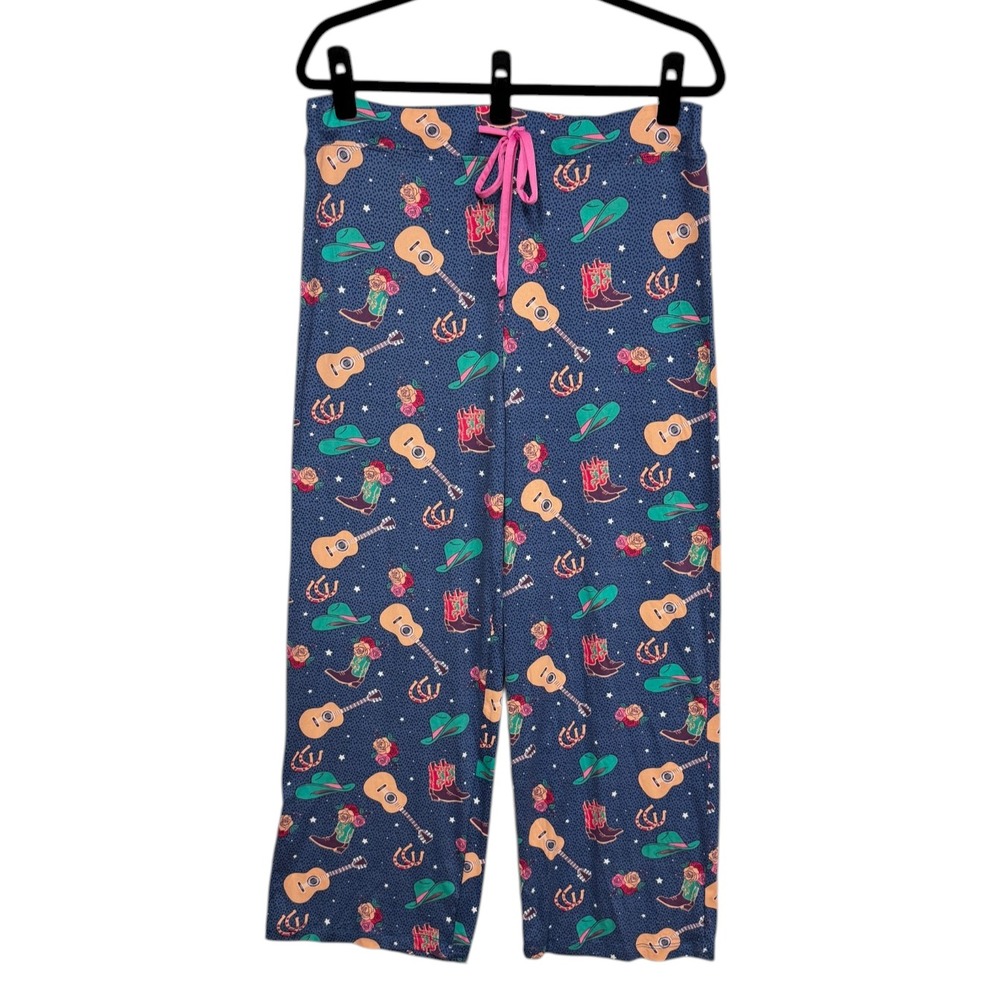 Amanda Blu Loungewear Pajama Pants, Size Large, Western Music Cowgirl Theme, NEW